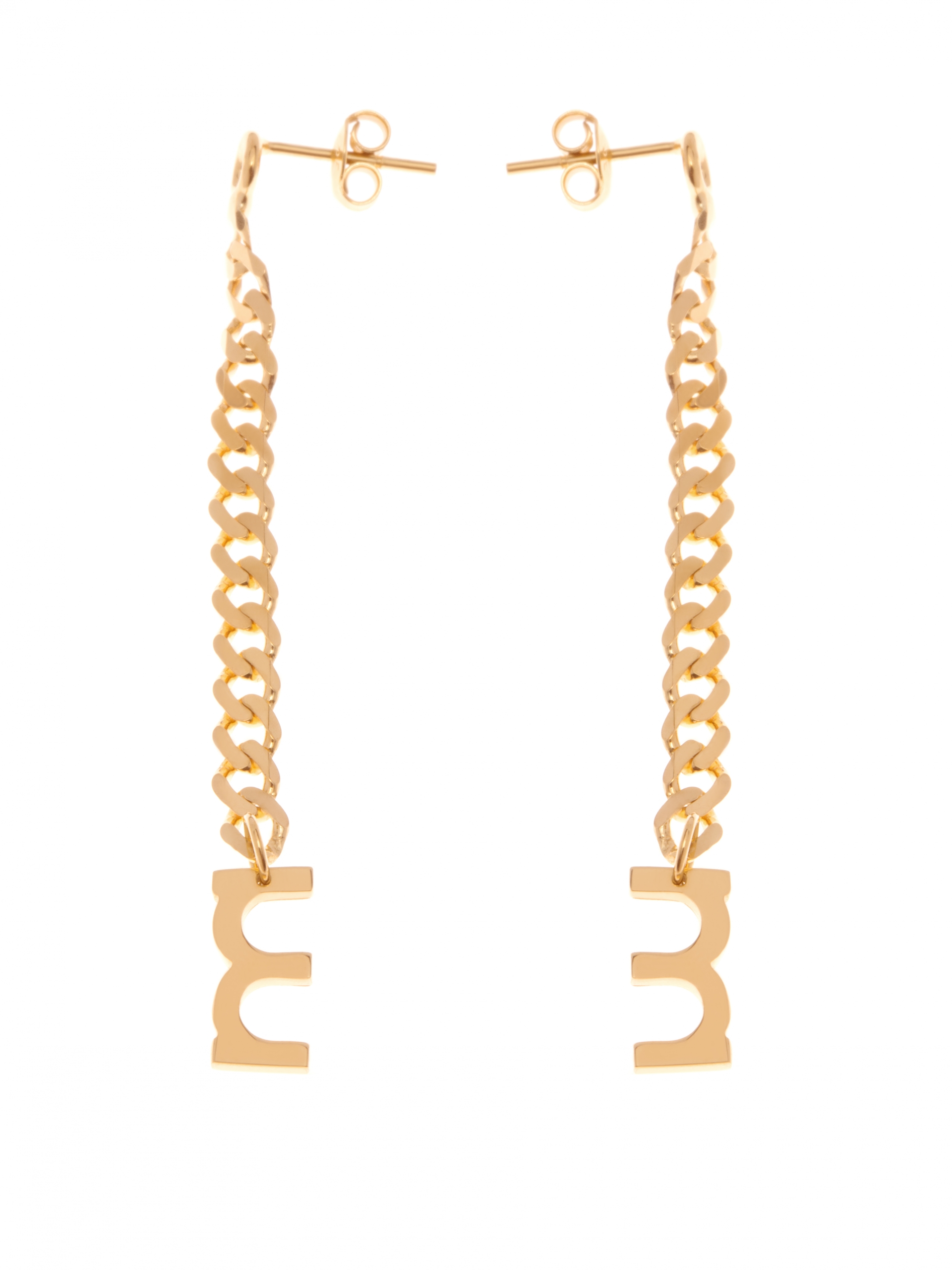 Złote kolczyki z łańcuszkiem minimalistyczna biżuteria moie