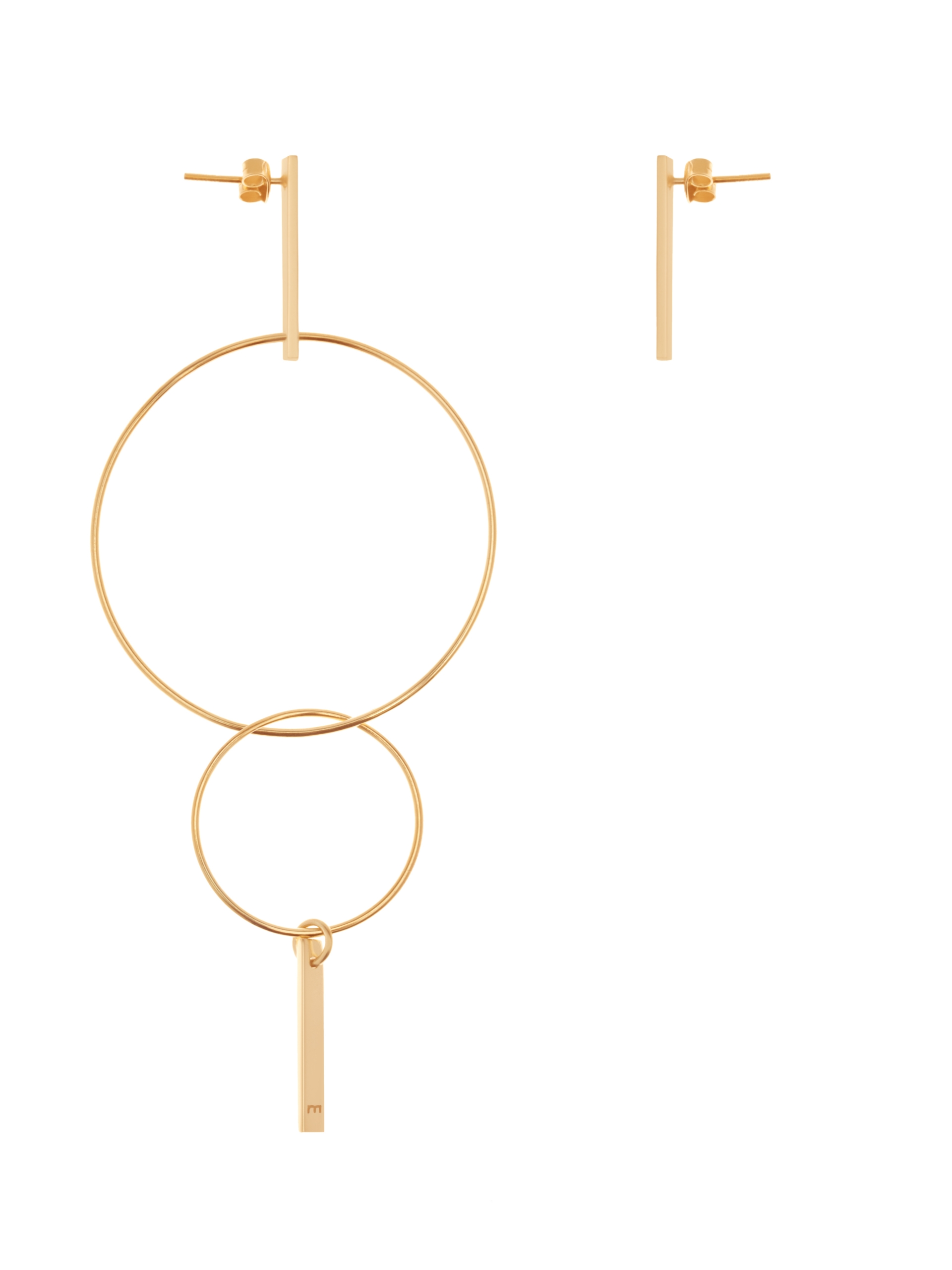 Kolczyki koła asymetryczne me9 gold złoto minimalistyczna biżuteria moie