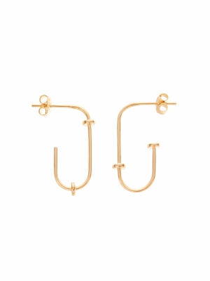 kolczyki asymetryczne agrafki re6 gold złoto minimalistyczna biżuteria moie